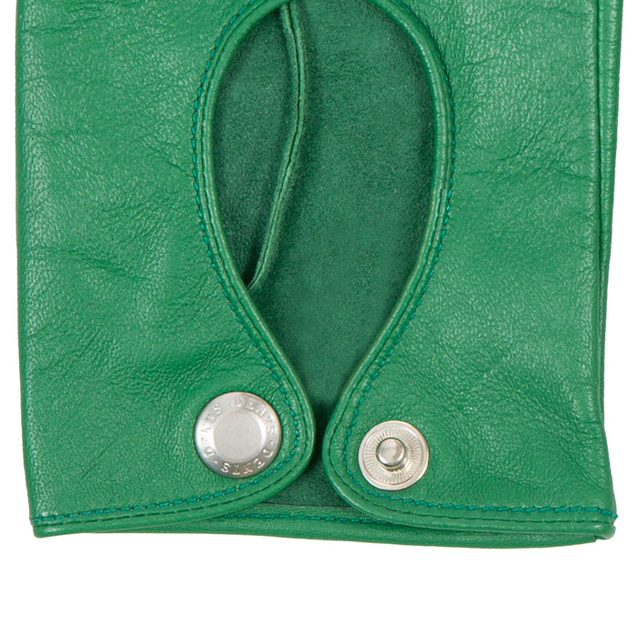Women's emerald leather driving gloves  right cuff