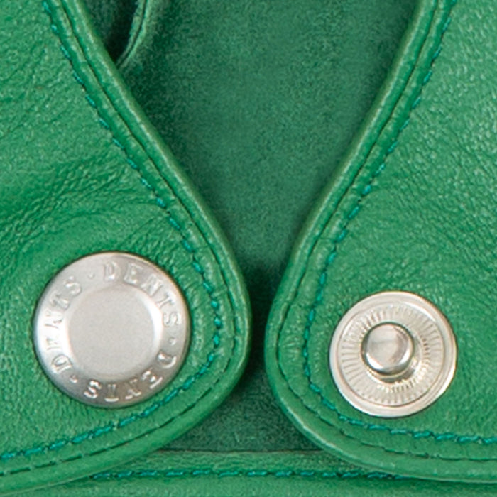 Women's emerald leather driving gloves  stud