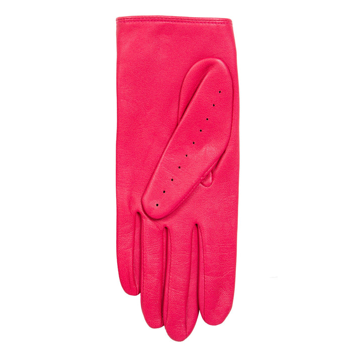 Women's Lined Leather Driving Gloves Fuchsia left