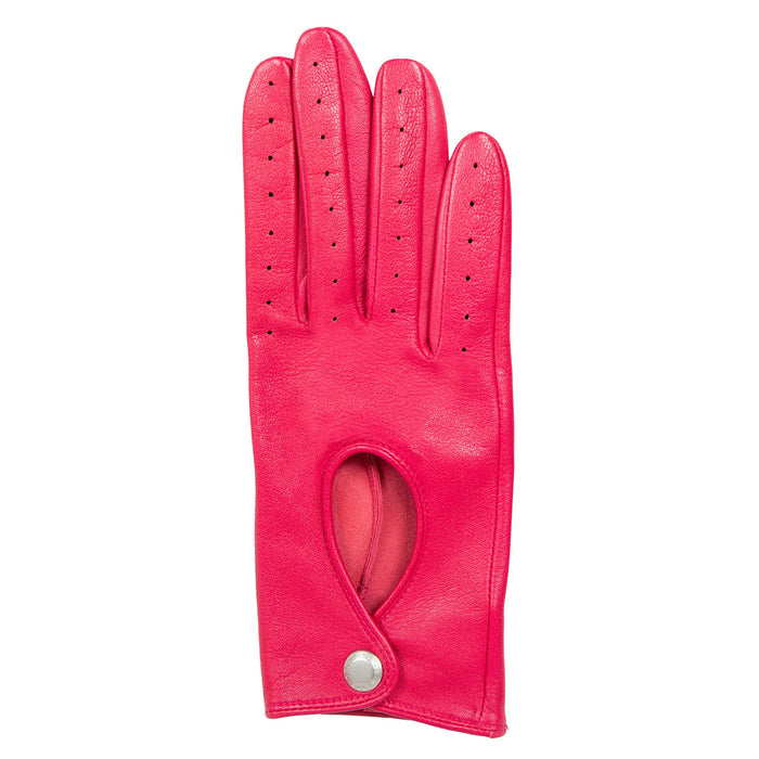Women's Lined Leather Driving Gloves Fuchsia right