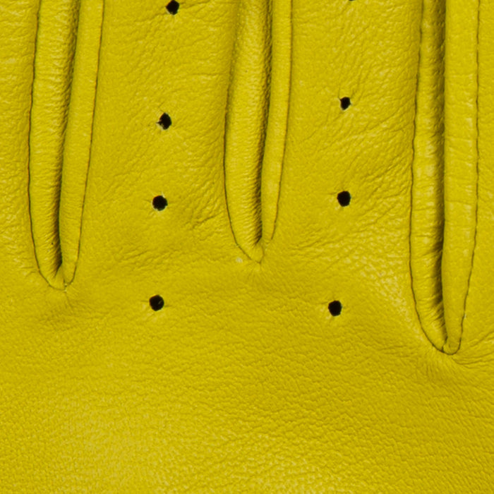 Women's Lined Leather Driving Gloves Lime Fingers