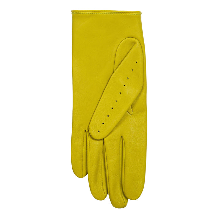 Women's Lined Leather Driving Gloves Lime left