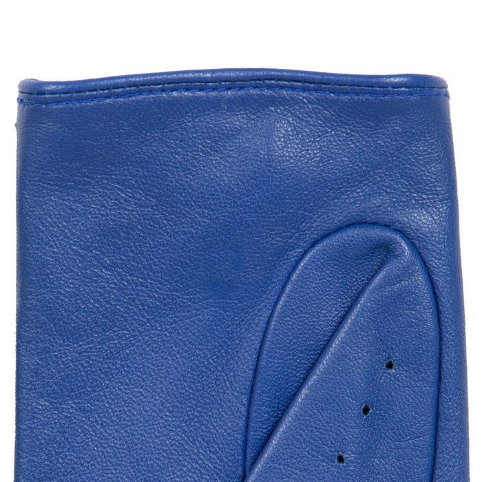 Women's Lined Leather Driving Gloves Marine left cuff