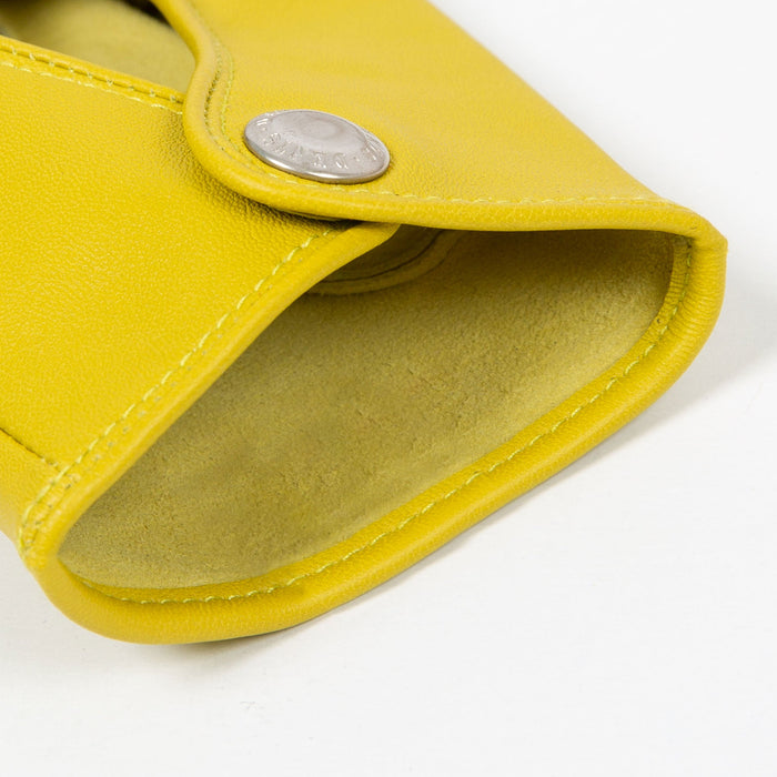 Women's Lined Leather Driving Gloves Lime Open Cuff