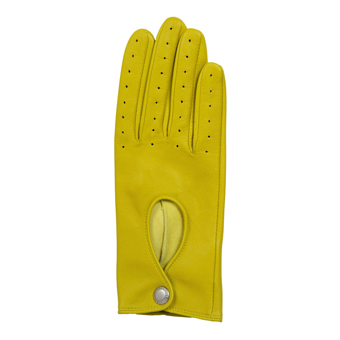 Women's Lined Leather Driving Gloves Lime right