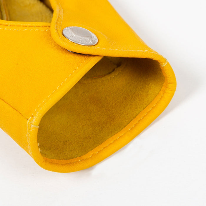 Women's Lined Leather Driving Gloves Yellow open cuff