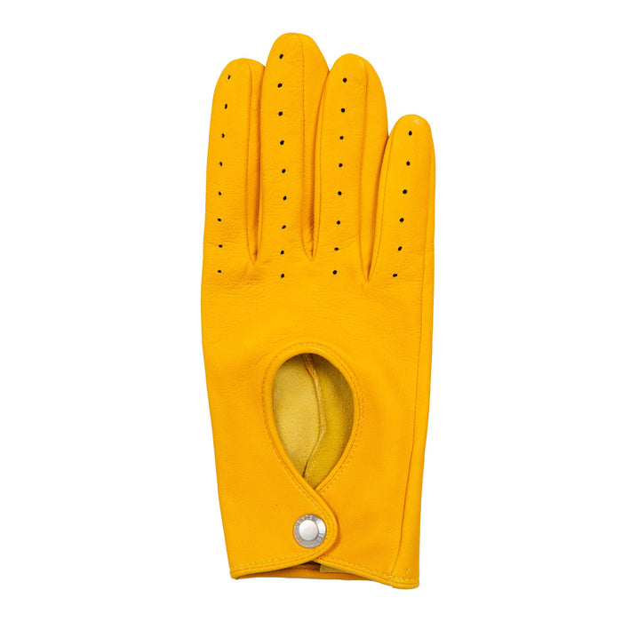 Women's Lined Leather Driving Gloves Yellow right