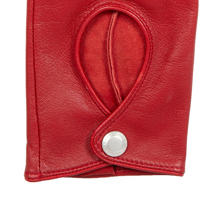 Women's Lined Leather Driving Gloves Berry left cuff