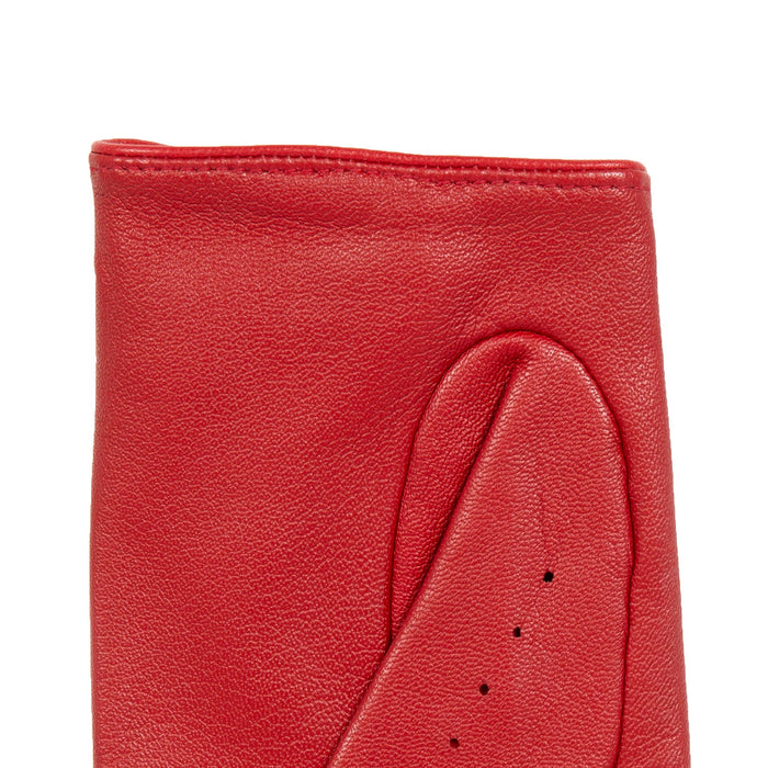 Women's Lined Leather Driving Gloves Berry right cuff