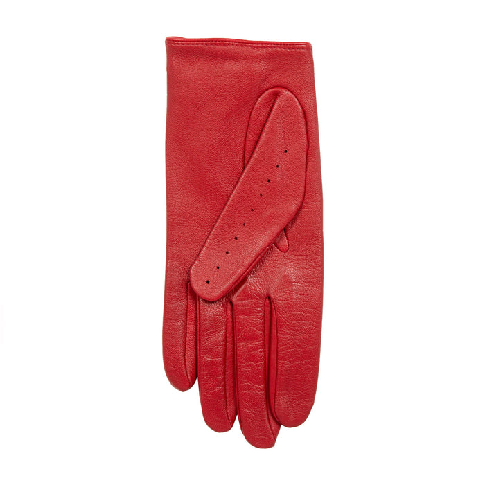 Women's Lined Leather Driving Gloves Berry left