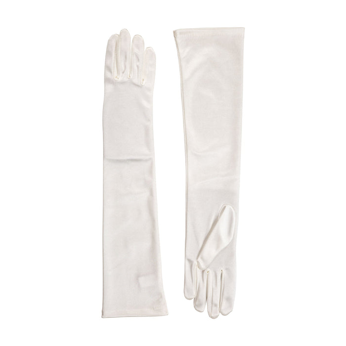 Women's Long Above-Elbow Satin Gloves, Ivory / One