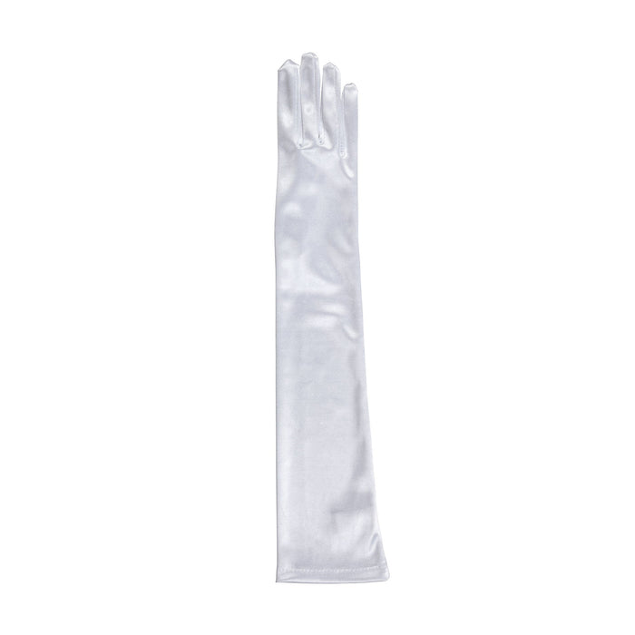 Long White Satin Gloves