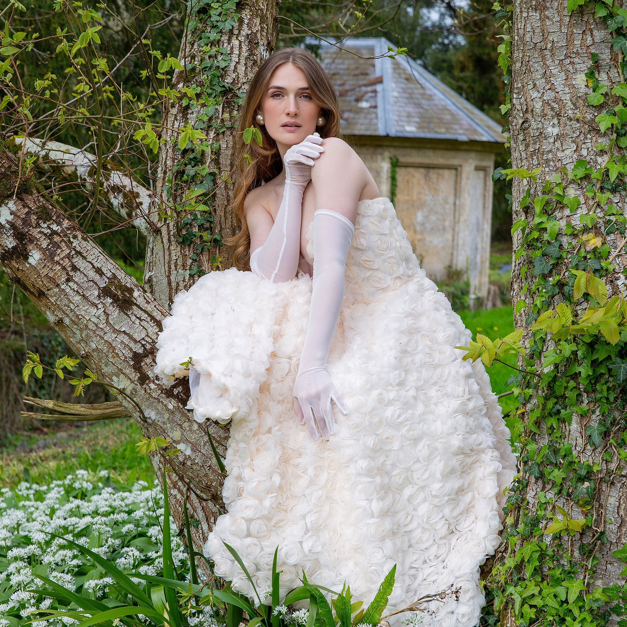 Women's Long Above-Elbow Tulle Gloves Dents - Main Image