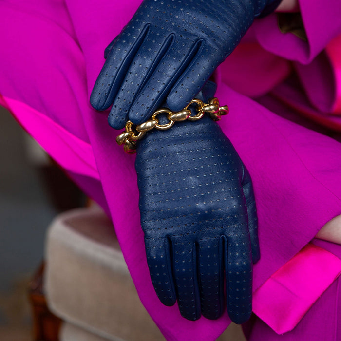 Dents Women’s Perforated Leather Gloves in Navy Dents Women’s Perforated Leather Gloves in Navy