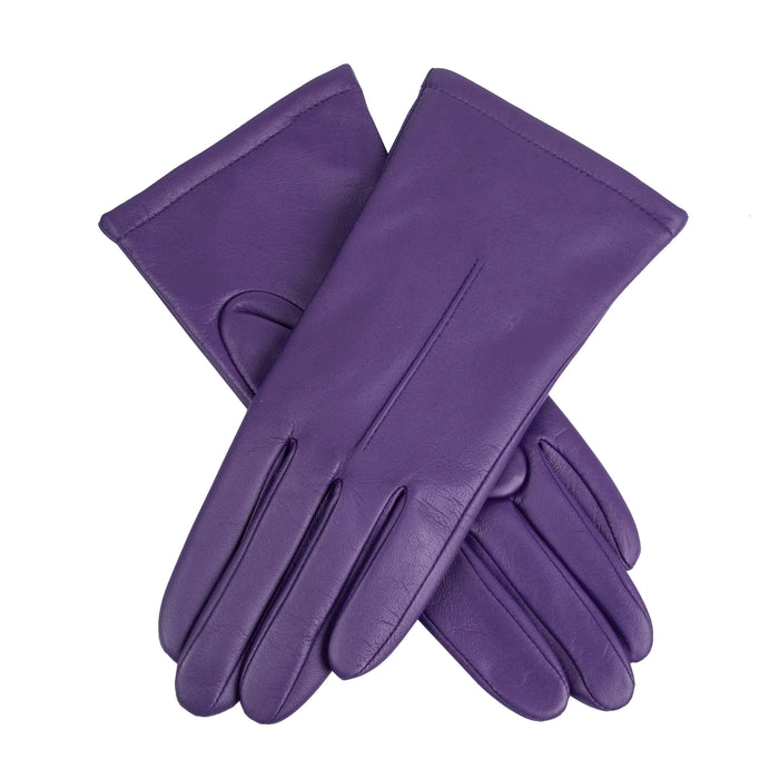 Women's Single-Point Lined Leather Gloves, VIOLET / L