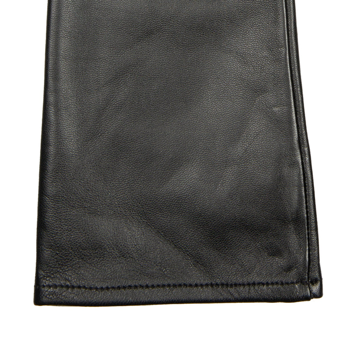 Women's Single Long Above-Elbow Lined Leather Gloves Black right cuff