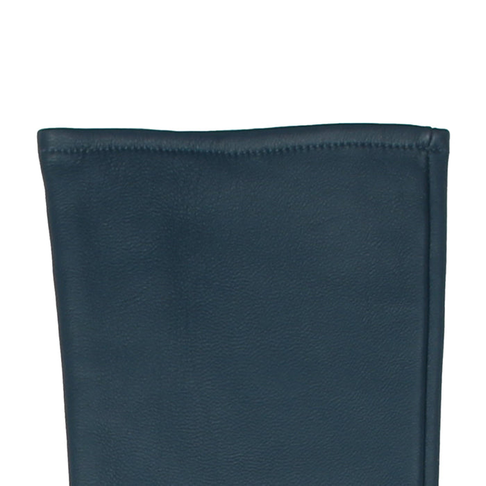 Women's Single Point Long Above Elbow Lined Leather Gloves Blueberry left cuff