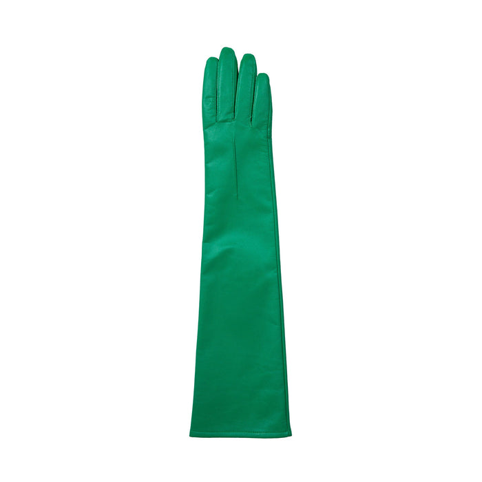 Women's Single Long Above-Elbow Lined Leather Gloves Emerald right