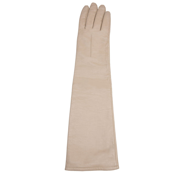 Women's Single Long Above-Elbow Lined Leather Gloves Ivory right