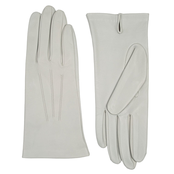 Women's Three-Point Leather Gloves, SILVER / 7.5 Women's Three-Point Leather Gloves, SILVER / 7.5