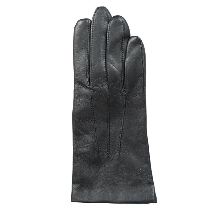 Women's Black Three Point Lined Leather Gloves Right