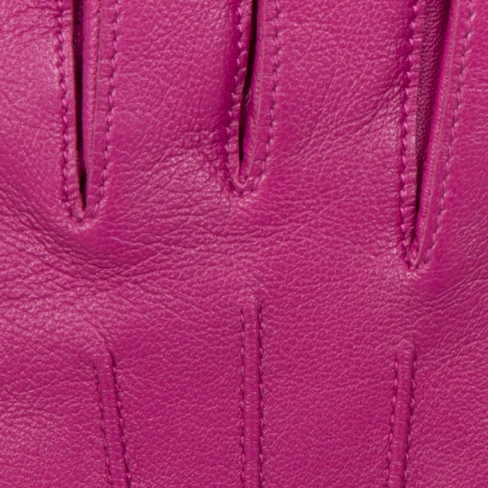 Women's Hot Pink Three Point Lined Leather Gloves Fingers