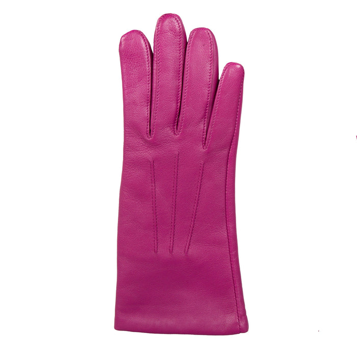 Women's Hot Pink Three Point Lined Leather Gloves Right
