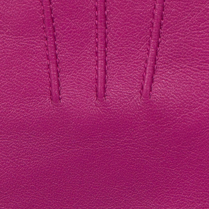 Women's Hot Pink Three Point Lined Leather Gloves Stitching