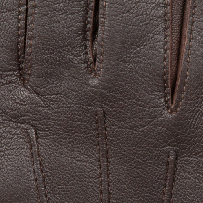 Women's Mocca Three Point Lined Leather Gloves Fingers