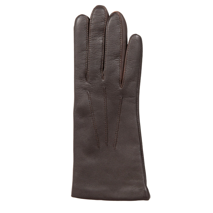 Women's Mocca Three Point Lined Leather Gloves Right