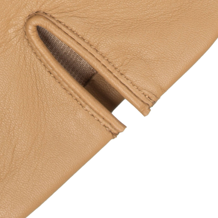 Women's Three Point Silk-Lined Leather Gloves Toffee closeup