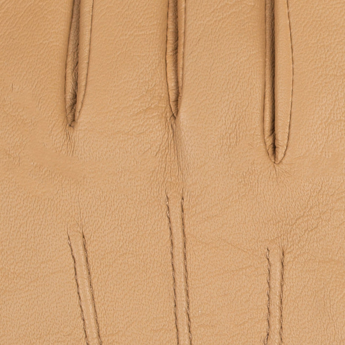 Women's Three Point Silk-Lined Leather Gloves Toffee fingers