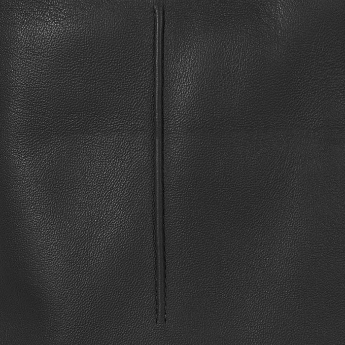 Women's touchscreen single-point faux fur lined leather gloves in black stitching
