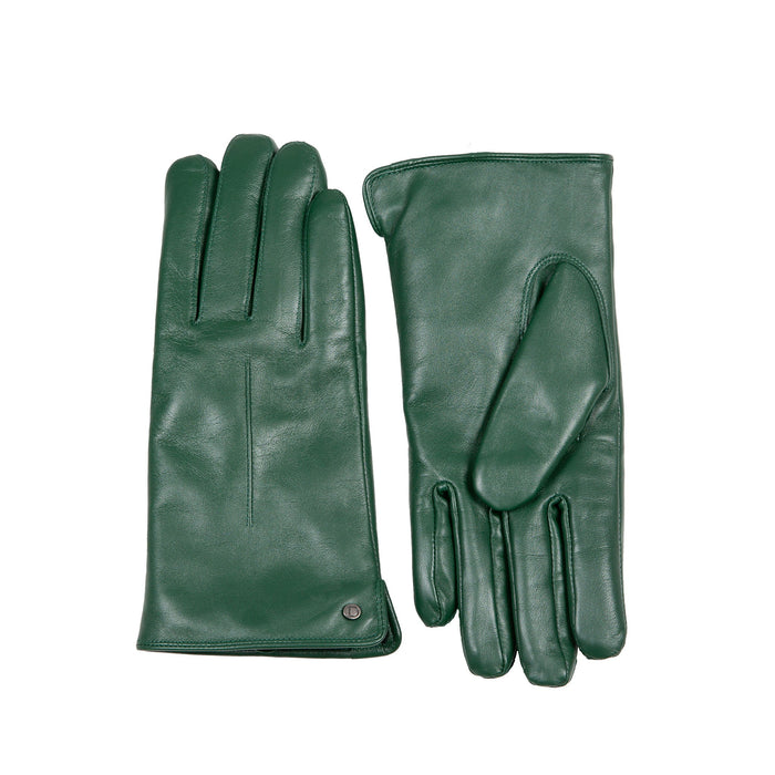 Women's Forest Touchscreen Single Point Faux Fur Lined Leather Gloves Side by Side