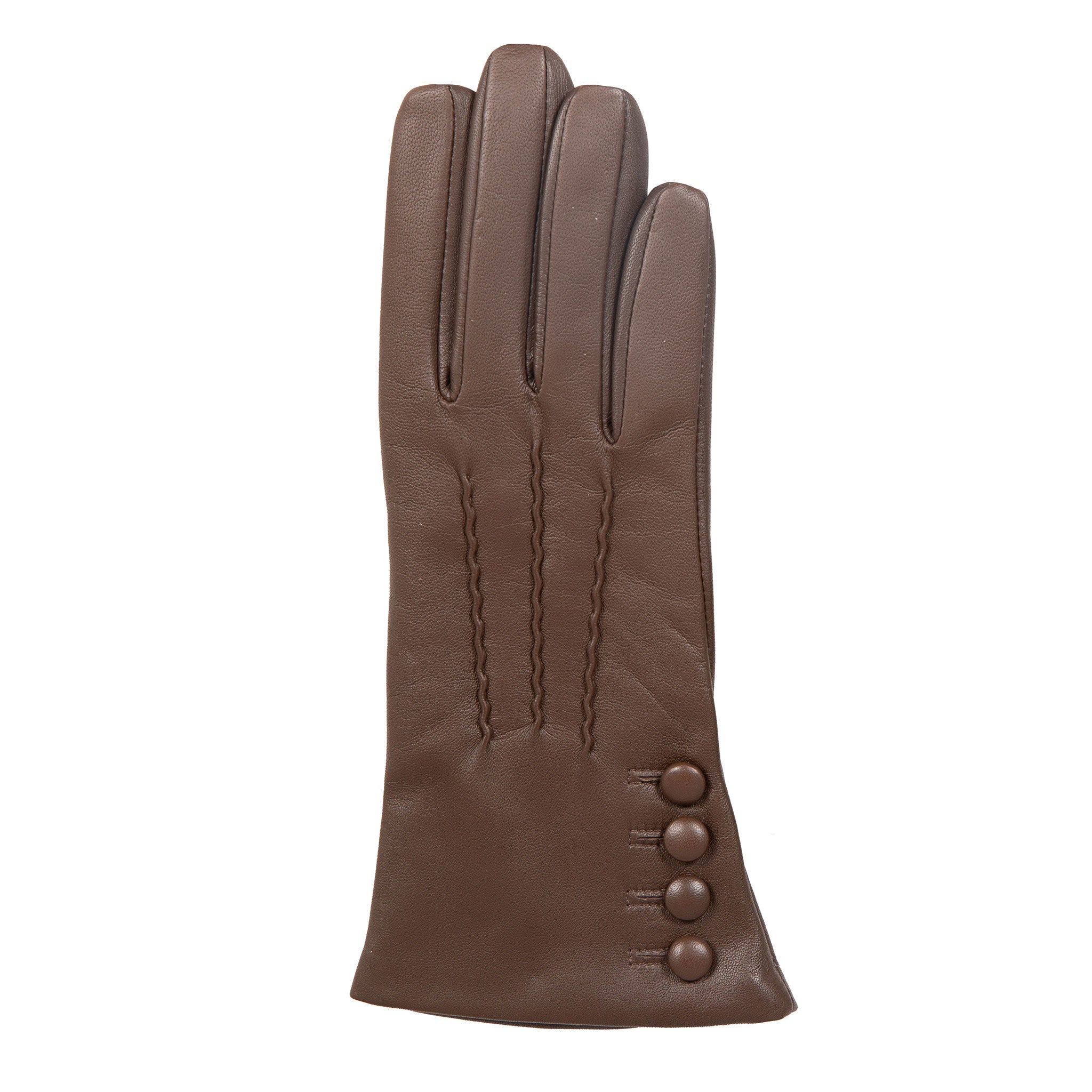 Women's Touchscreen Three-Point Cashmere-Lined Leather Gloves with