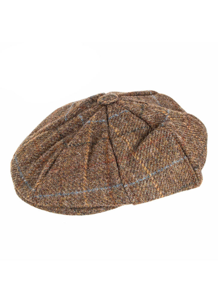 Men's Abraham Moon Check Tweed Newsboy Cap | Dents