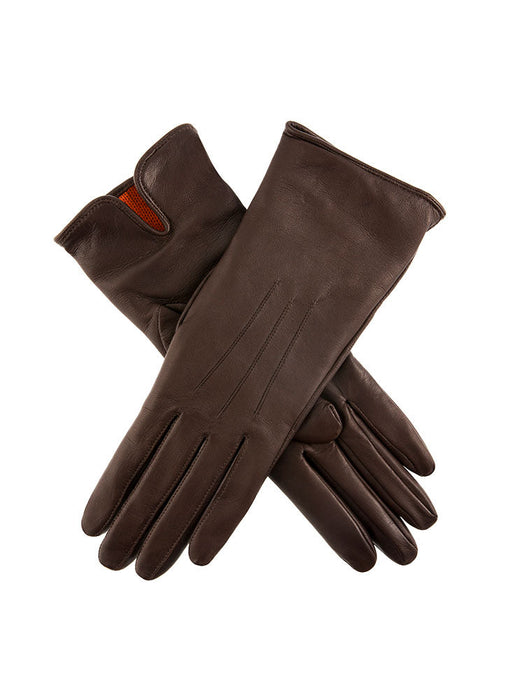 Women's Heritage Three-Point Cashmere-Lined Leather Gloves mocca