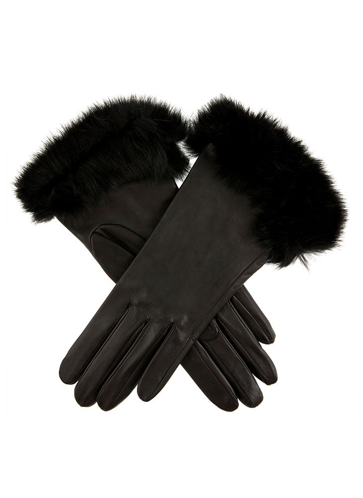 Glamis, Women's Silk Lined Leather Gloves with Fur Cuffs