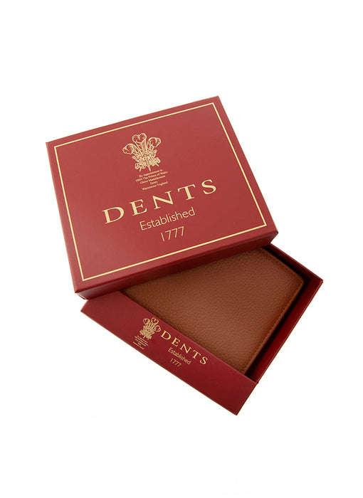 Men's Cognac Slim Pebble Grain Leather Bifold Wallet with RFID Blocking in Box