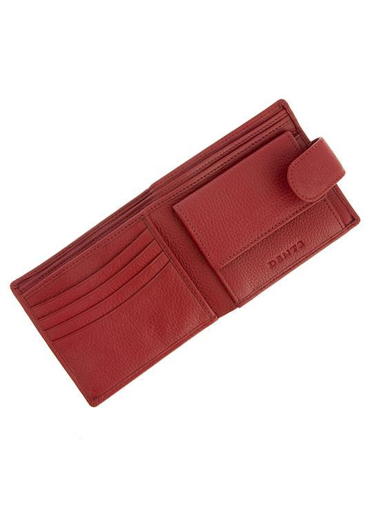 Dents Beauley Pebble Grain Leather Bifold RFID Coin Wallet - Berry Red - Can Be Embossed or Personalised