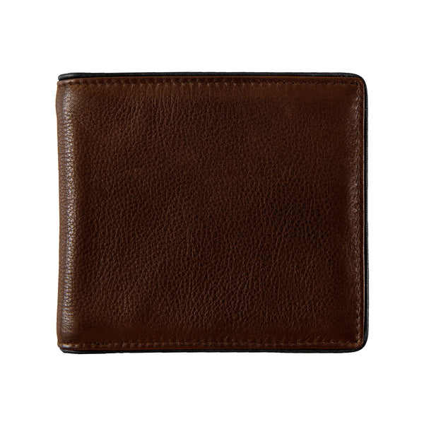 Men's Two-Colour Pebble Grain Leather Bifold Wallet with RFID Blocking