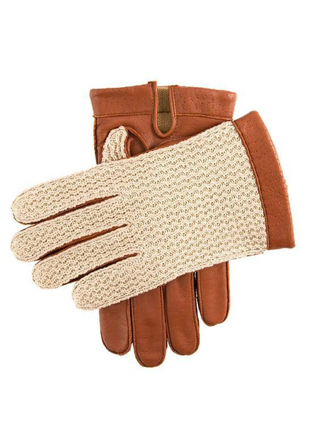 Men’s Crochet-Back Imitation Peccary Leather Driving Gloves