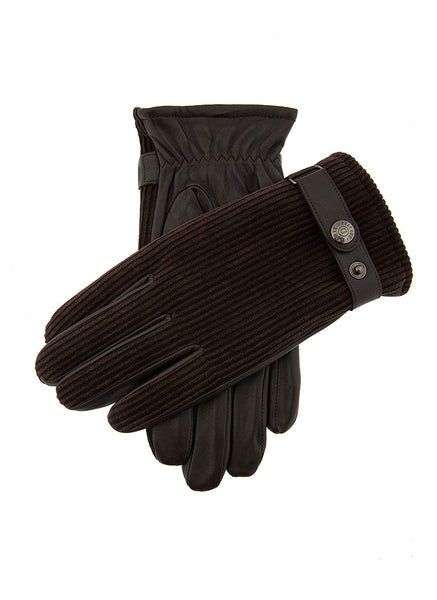 Malton, Men's Fleece Lined Corduroy & Leather Gloves