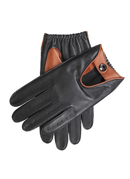 Men's Leather Driving Gloves with Colour Contrast Details