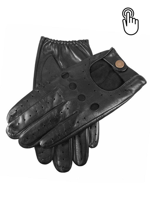 Men's Touchscreen Leather Driving Gloves Black 