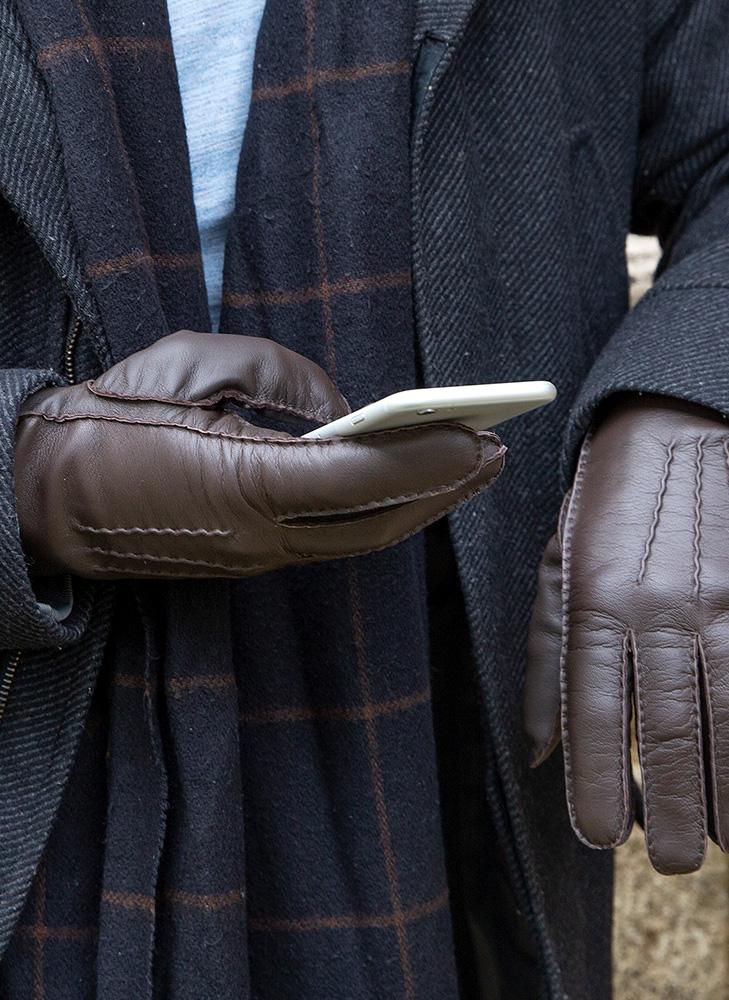 Shaftesbury | Men\'s Leather Lined Gloves Dents | Touchscreen Cashmere