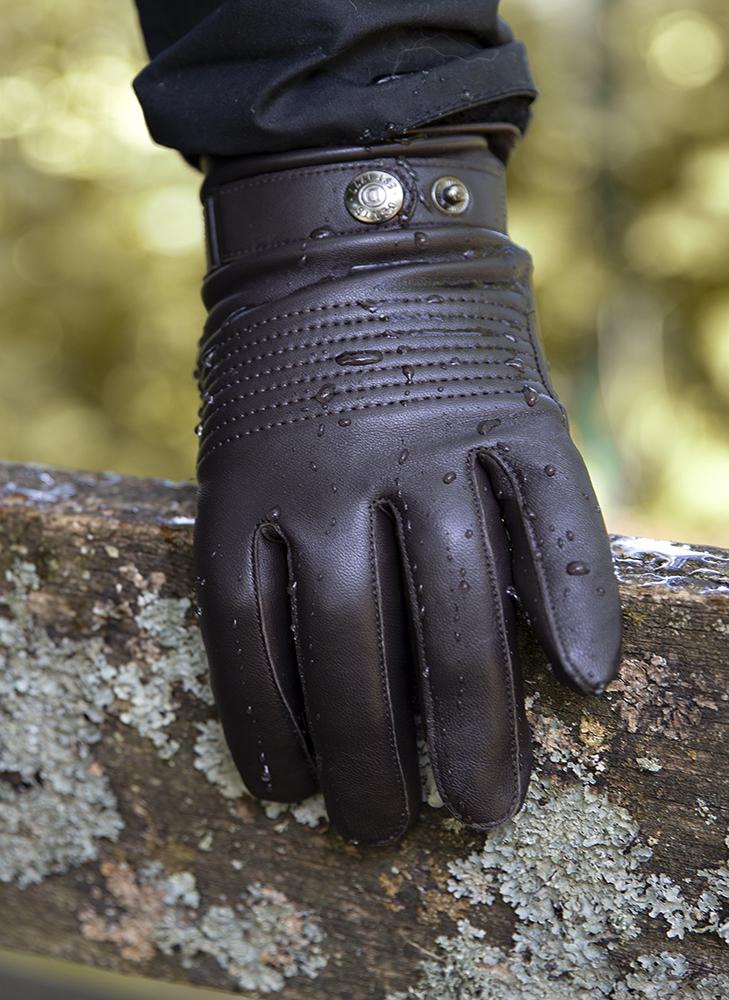 Men's Water-Resistant Lined Leather Gloves with Stitch Detail