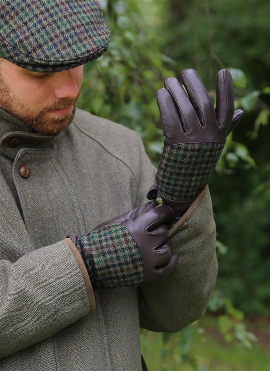 Muncaster, Men's Abraham Moon Tweed & Deerskin Leather Gloves