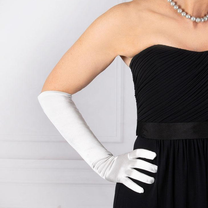 Dents Womens Long Above Elbow Satin Gloves in Ivory Dents Womens Long Above Elbow Satin Gloves in Ivory