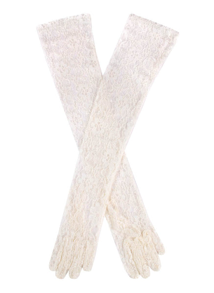 Women's Long Opera Lace Gloves, Black / ONE
